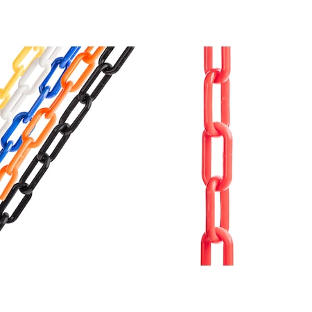 US WEIGHT Plastic Chain, 100 ft x 2 In. Red U2351RED